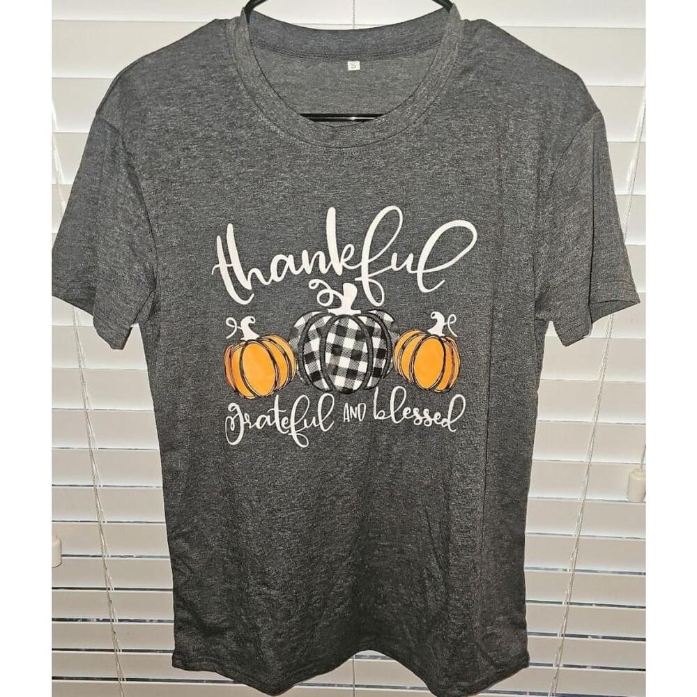 Thankful Graphic Short Sleeve Tee - Gray